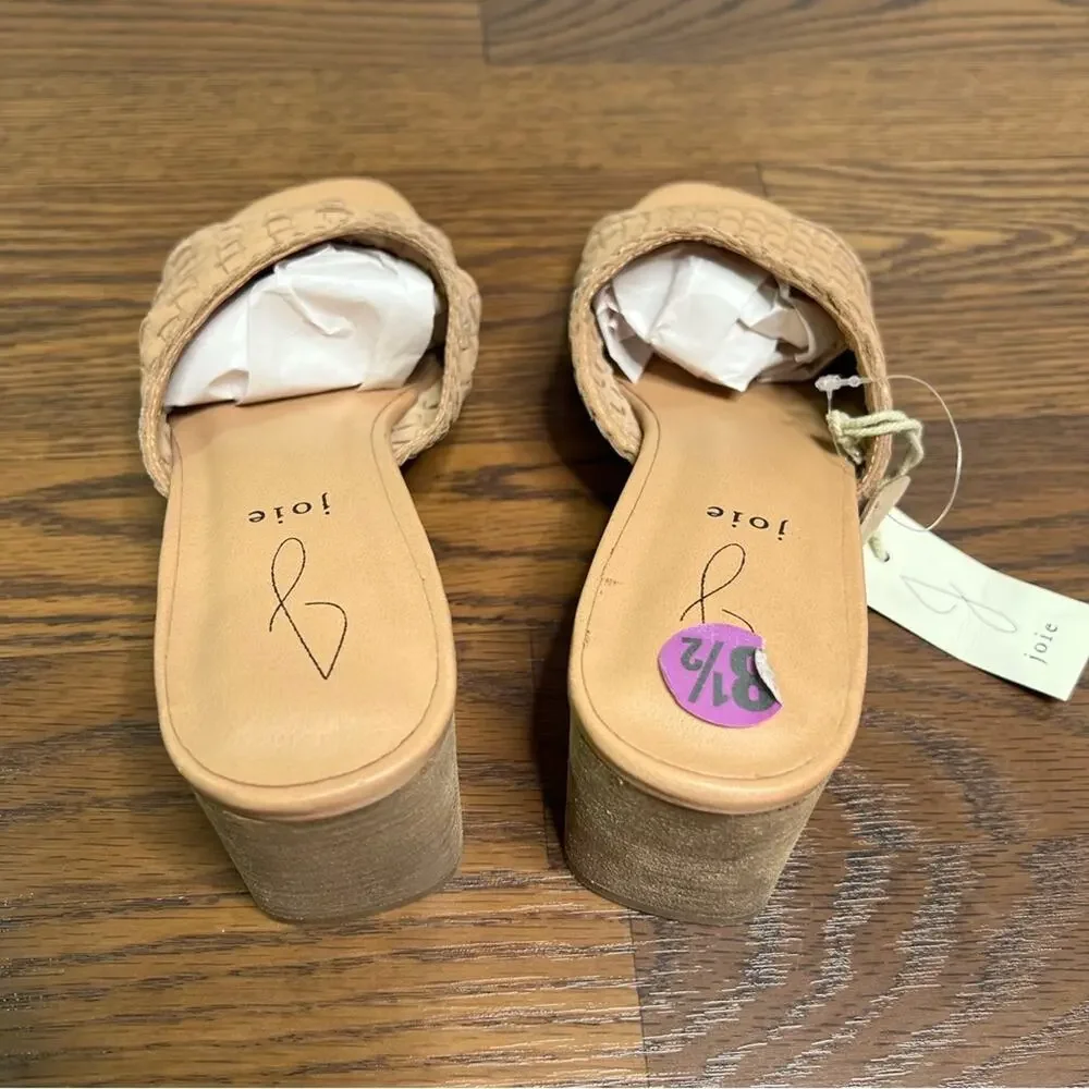 Joie woven tan block heel sandals made of genuine leather size 8.5